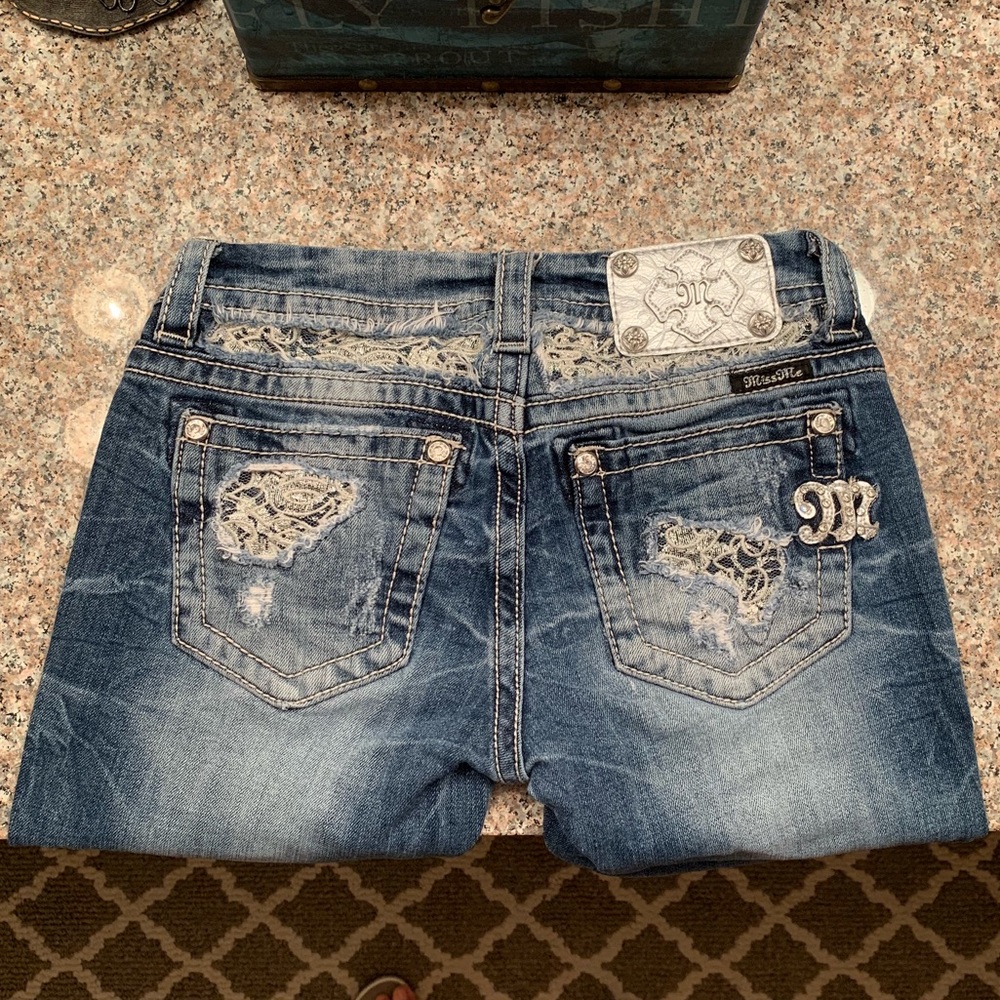Miss Me jeans silver lace distressed boot cut